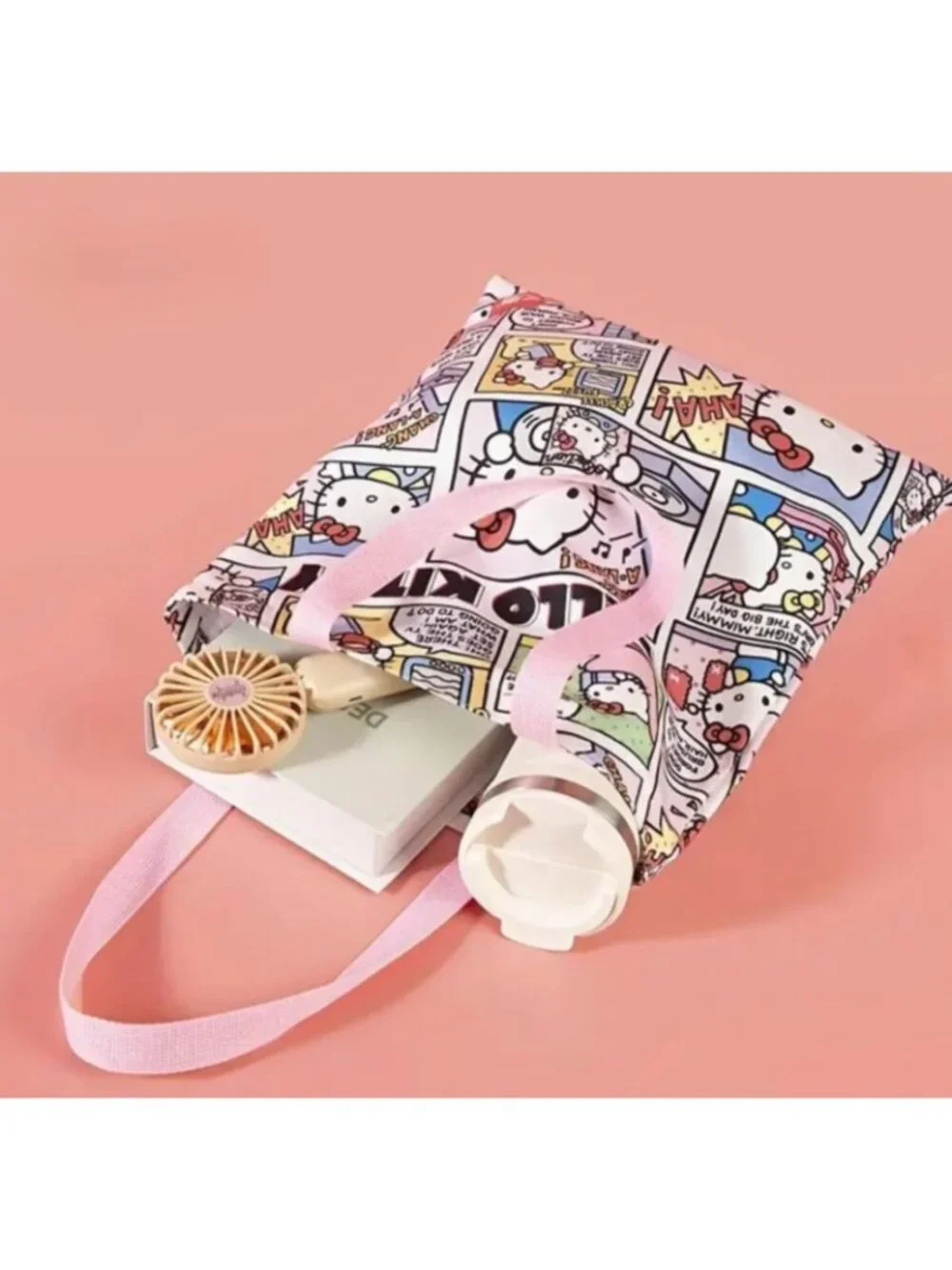 Hello Kitty Comic Strip Tote Bag Large Reusable Shopping Travel Shoulder Bag